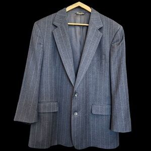 Brooks Brothers‎ 100% Wool Blazer Jacket Coat Grey Charcoal White Pinstriped 43R